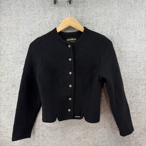 Geiger Black Boiled Wool Jacket Womens EU Sz 38 (US XS/S) VTG Cropped Austria